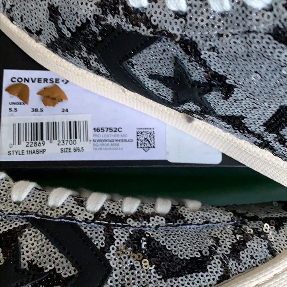 Converse PRO Leather mid silver/vintage wht/blk WM - Picture 16 of 16